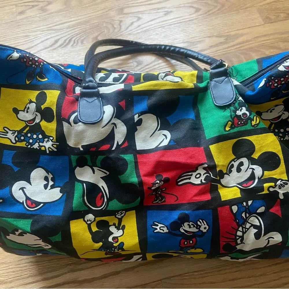VINTAGE MICKEY MOUSE DISNEY COLORFUL TOTE DUFFEL BAG